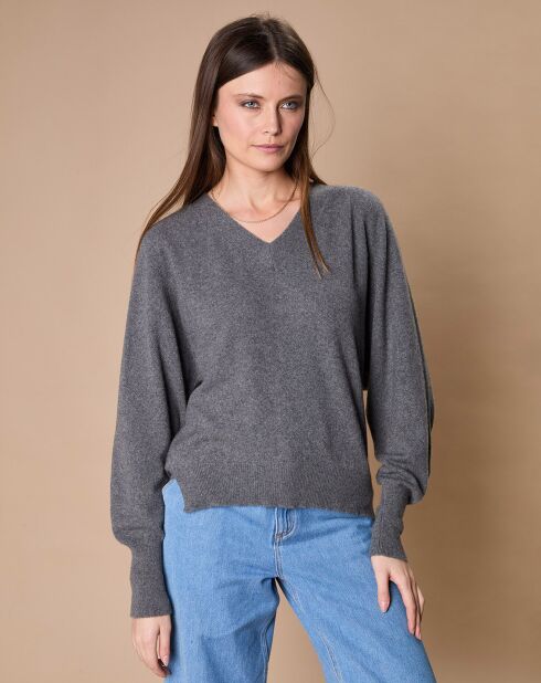 Pull 100% Cachemire 4 fils Romy col V profond anthracite
