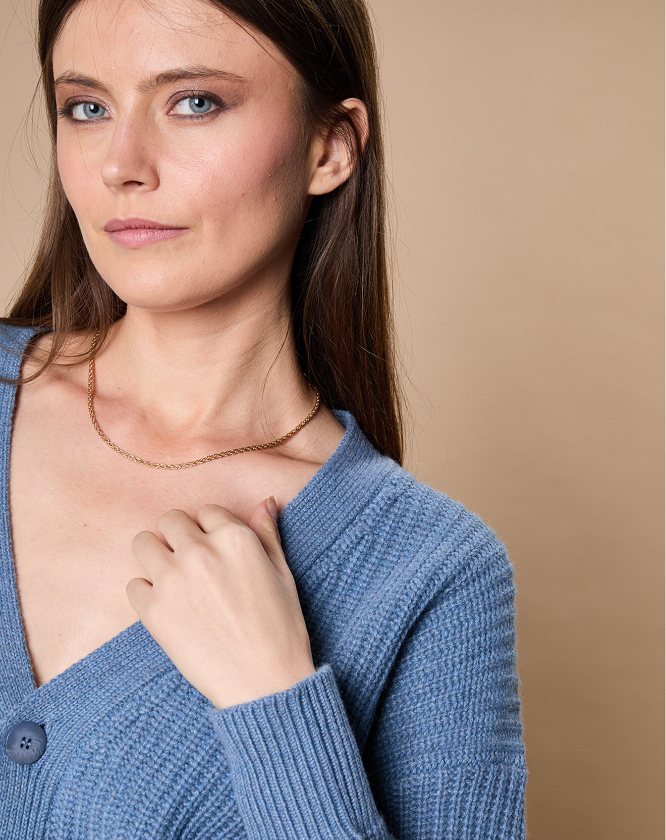 Cardigan Marc Aurel Bleu Avec Laçage Latéral Et Cachemire - Taille 42, Occasion Très Bon état
