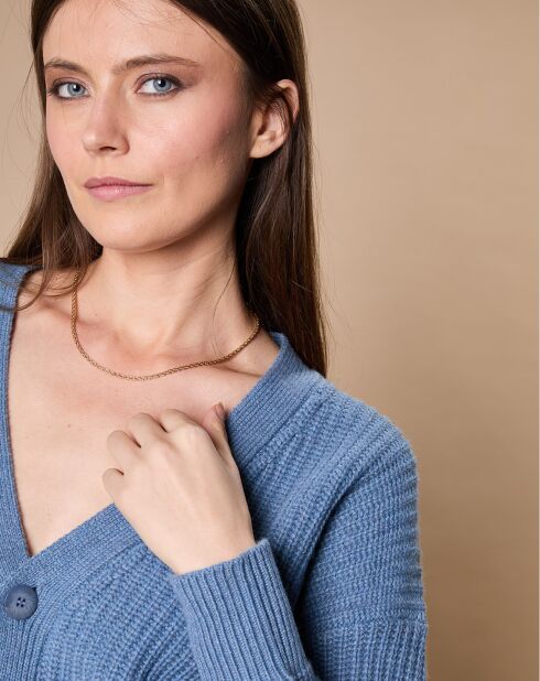Cardigan en Laine & Cachemire mélangés Noémie bleu denim