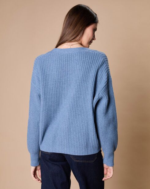 Cardigan en Laine & Cachemire mélangés Noémie bleu denim