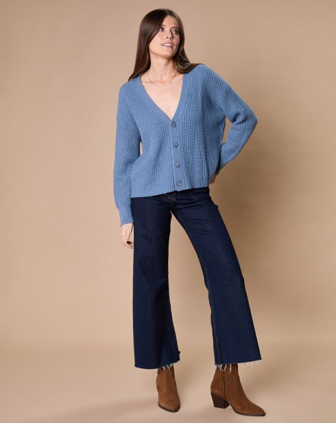 Cardigan en Laine & Cachemire mélangés Noémie bleu denim