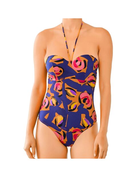 Traje de baño de una pieza rosa azul/rojo