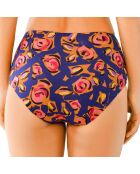 Bas de maillot de bain taille haute Rose bleu/rouge