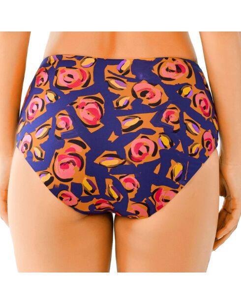 Bas de maillot de bain taille haute Rose bleu/rouge