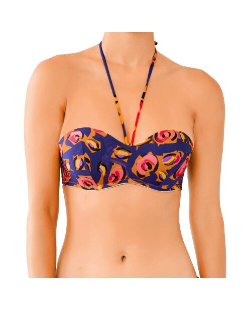 Roséblau/rotes Bikinioberteil