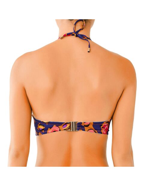 Roséblau/rotes Bikinioberteil