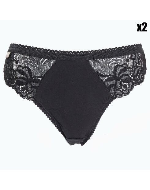 2 Panties Cotton Feminine noirs