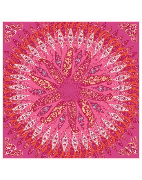Carré Charme ourlet plat fuchsia - 130x130 cm