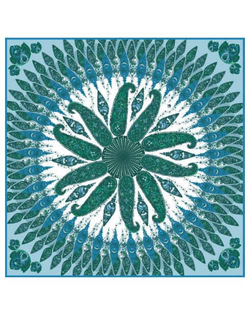 Carré Charme ourlet plat vert - 130x130 cm