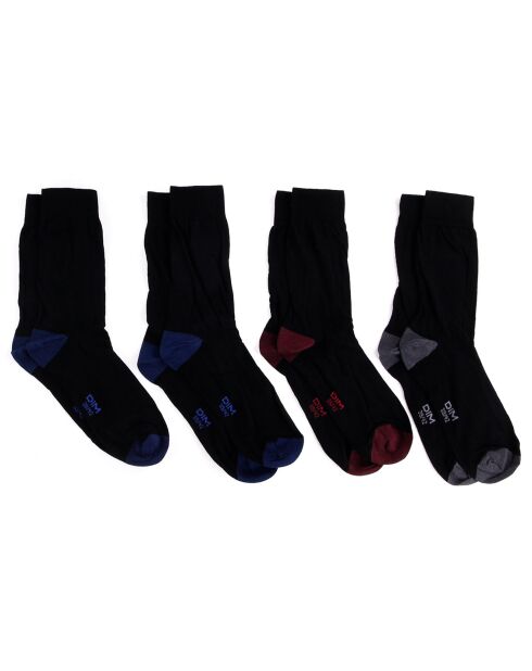 4 Paires de chaussettes Coton Style noir/bleu cobalt