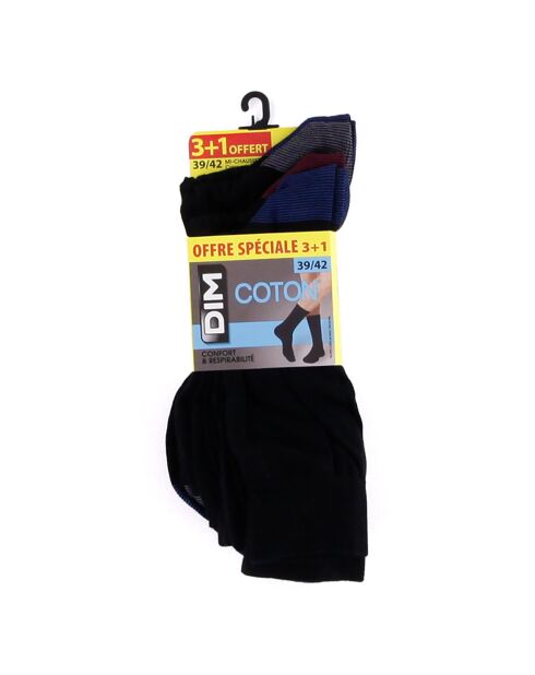 4 Paires de chaussettes Coton Style noir/bleu cobalt