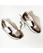 Sneakers en Cuir Monza blanc/marron