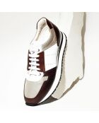 Sneakers en Cuir Monza blanc/marron