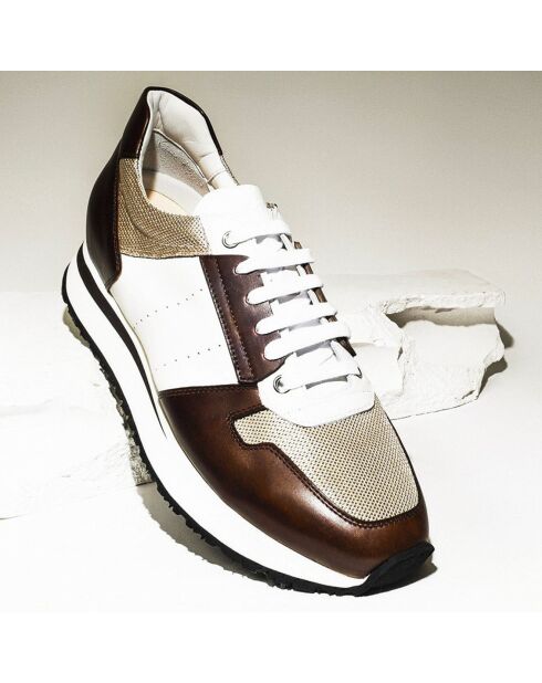 Sneakers en Cuir Monza blanc/marron