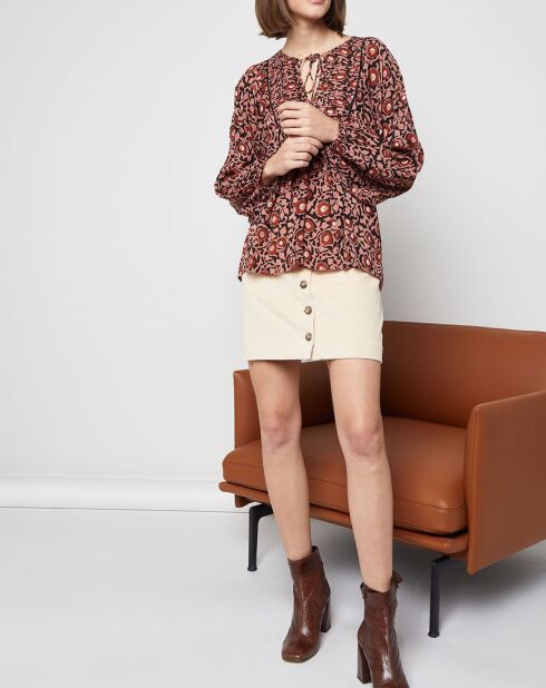 Jupe en Velours côtelé Ael écrue