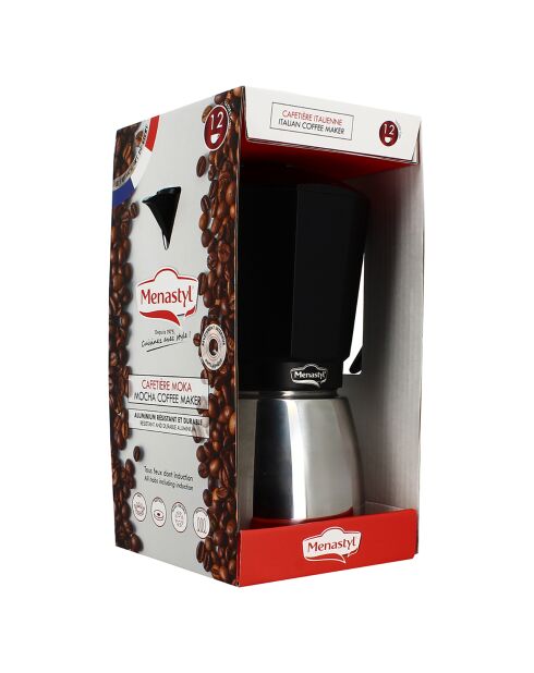 Cafetière Moka 12 Tasses noire - 736 ml
