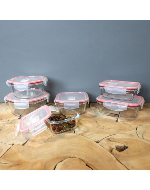 6 transparante Clementine hermetische dozen - 153x112x57 mm
