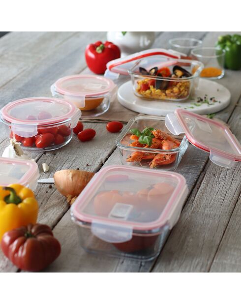 6 transparante Clementine hermetische dozen - 153x112x57 mm