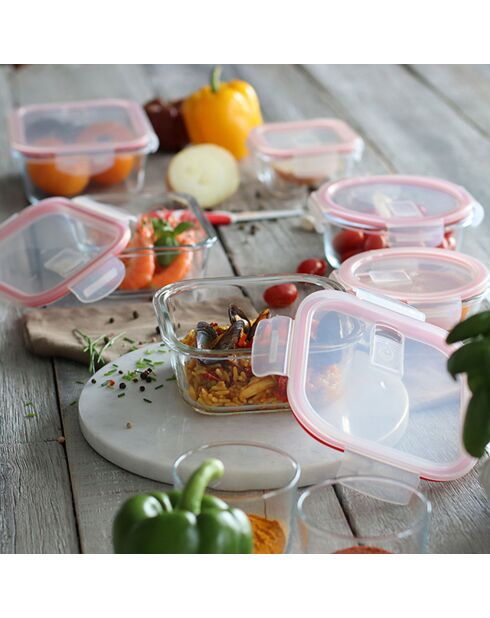 6 transparante Clementine hermetische dozen - 160x160x70 mm