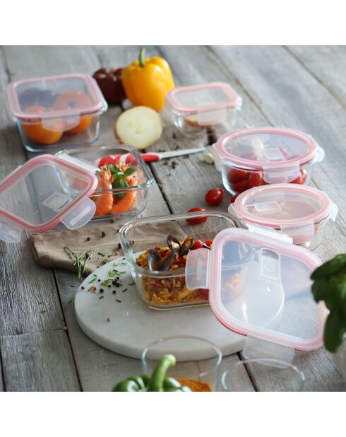 6 transparante Clementine hermetische dozen - 205x155x70 mm