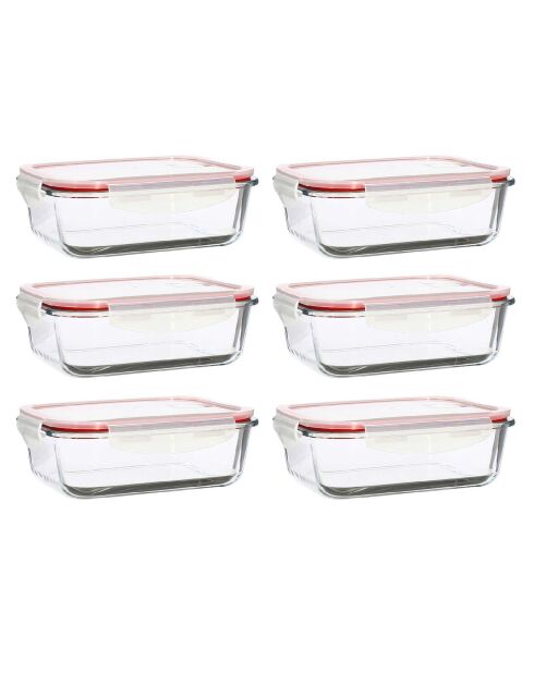 6 transparante Clementine hermetische dozen - 205x155x70 mm