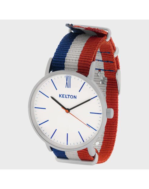 Montre Mixte Idyllic en Tissu bleu/blanc/rouge