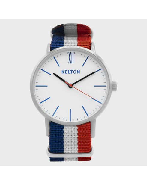 Montre Mixte Idyllic en Tissu bleu/blanc/rouge