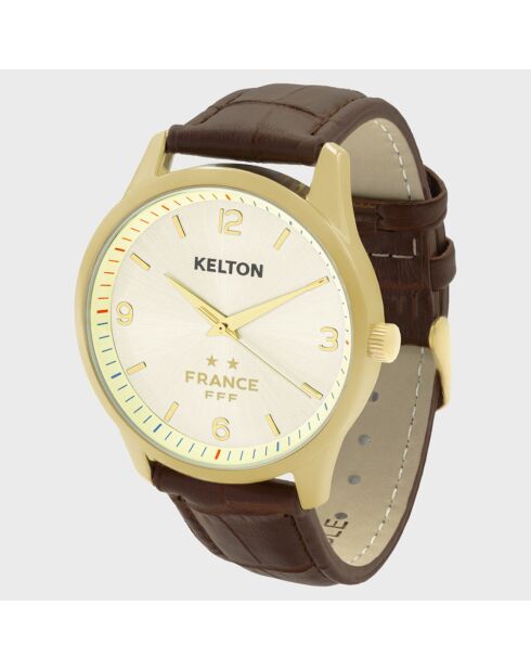 Montre Mixte Champions en Cuir blanc/doré/marron