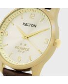 Montre Mixte Champions en Cuir blanc/doré/marron