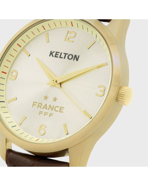 Montre Mixte Champions en Cuir blanc/doré/marron