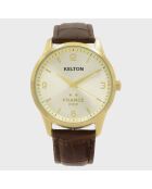 Montre Mixte Champions en Cuir blanc/doré/marron
