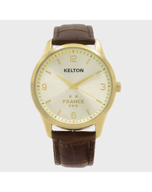 Montre Mixte Champions en Cuir blanc/doré/marron