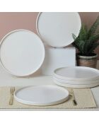6 Assiettes en Céramique blanc mat - D.27 cm