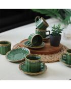 12 Tasses à thé en Grès vertes - D.7 cm