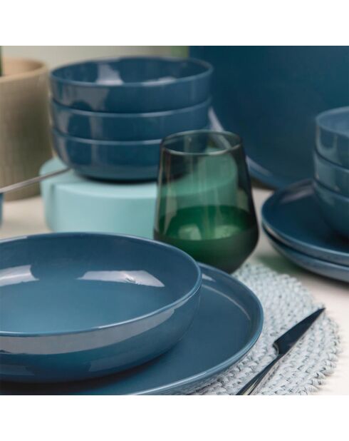 Servizio da tavola in porcellana blu scuro/oro - 12 pezzi