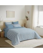 Pack Housse de couette imprimée + Drap housse + 4 Taies d'oreiller azur - pour lit 160x200 cm