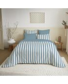 Pack Housse de couette imprimée + Drap housse + 4 Taies d'oreiller azur - pour lit 160x200 cm