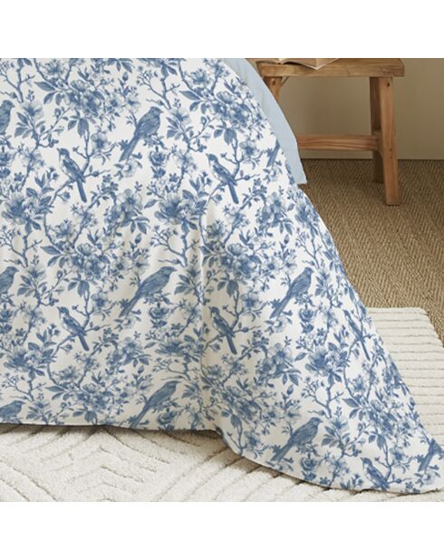 Pack Housse de couette imprimée + Drap housse + 4 Taies d'oreiller bleu - pour lit 140x190 cm