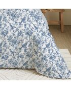 Pack Housse de couette imprimée + Drap housse + 4 Taies d'oreiller bleu - pour lit 160x200 cm