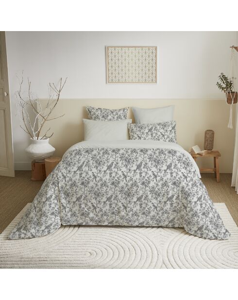 Pack Housse de couette imprimée + Drap housse + 4 Taies d'oreiller nuage - pour lit 140x190 cm