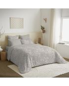 Pack Housse de couette imprimée + Drap housse + 4 Taies d'oreiller naturel - pour lit 160x200 cm