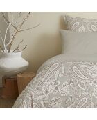 Pack Housse de couette imprimée + Drap housse + 4 Taies d'oreiller naturel - pour lit 160x200 cm