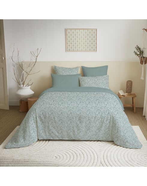 Pack Housse de couette imprimée + Drap housse + 4 Taies d'oreiller glacier - pour lit 160x200 cm