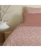 Pack Housse de couette imprimée + Drap housse + 4 Taies d'oreiller pêche - pour lit 140x190 cm