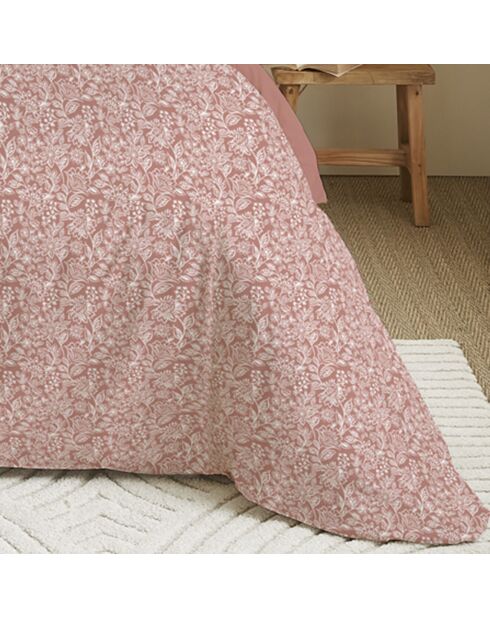 Pack Housse de couette imprimée + Drap housse + 4 Taies d'oreiller pêche - pour lit 140x190 cm