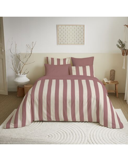 Pack Housse de couette imprimée + Drap housse + 4 Taies d'oreiller pourpre - pour lit 140x190 cm