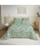 Pack Housse de couette imprimée + Drap housse + 4 Taies d'oreiller menthe - pour lit 140x190 cm