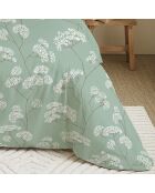 Pack Housse de couette imprimée + Drap housse + 4 Taies d'oreiller menthe - pour lit 140x190 cm