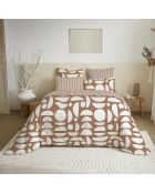 Pack Housse de couette imprimée + Drap housse + 4 Taies d'oreiller sienne - pour lit 140x190 cm