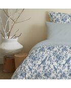 Pack Housse de couette imprimée + Drap housse + 4 Taies d'oreiller bleu - pour lit 160x200 cm